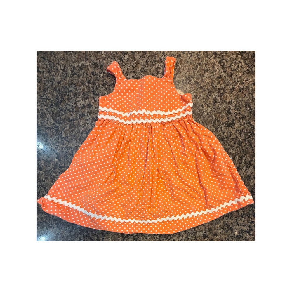 Gymboree Orange Polka Dot Ric-Rac Cotton Dress Girls 18-24 Months 240538993